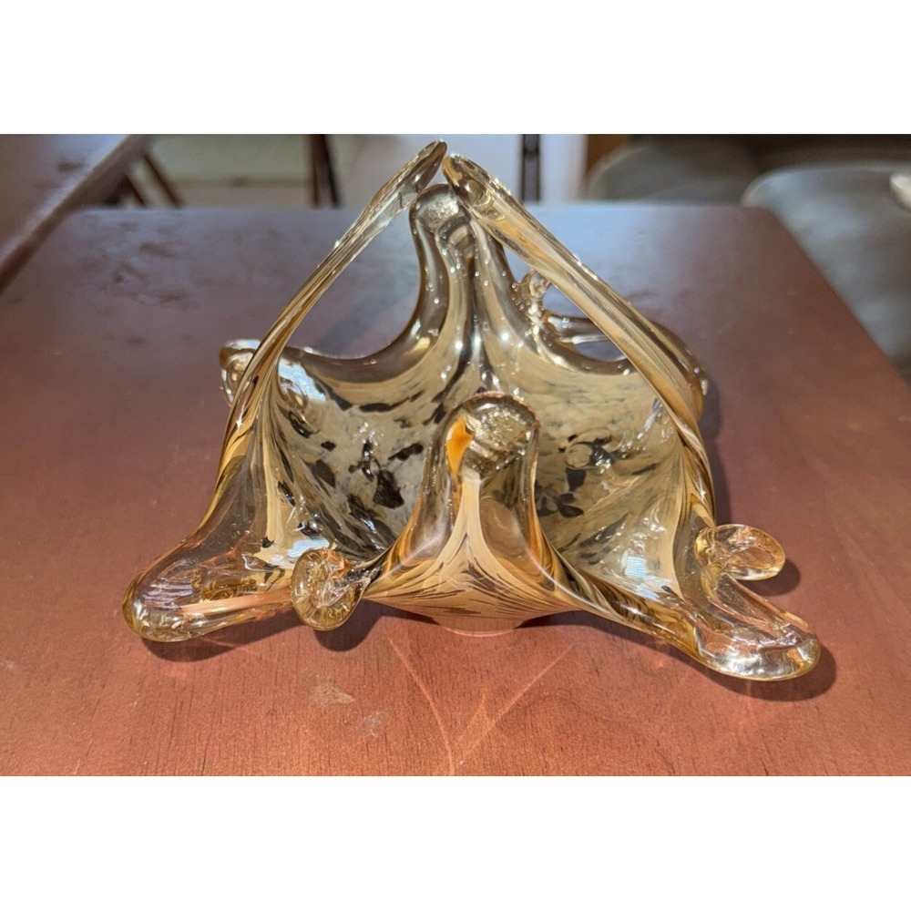 Vintage‎ Murano Blown Glass Tiger Style Print Basket Vetho Esquito Made In Italy - Picture 2 of 6